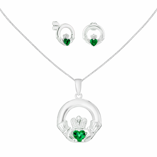 May Birthstone Claddagh Jewellery Set