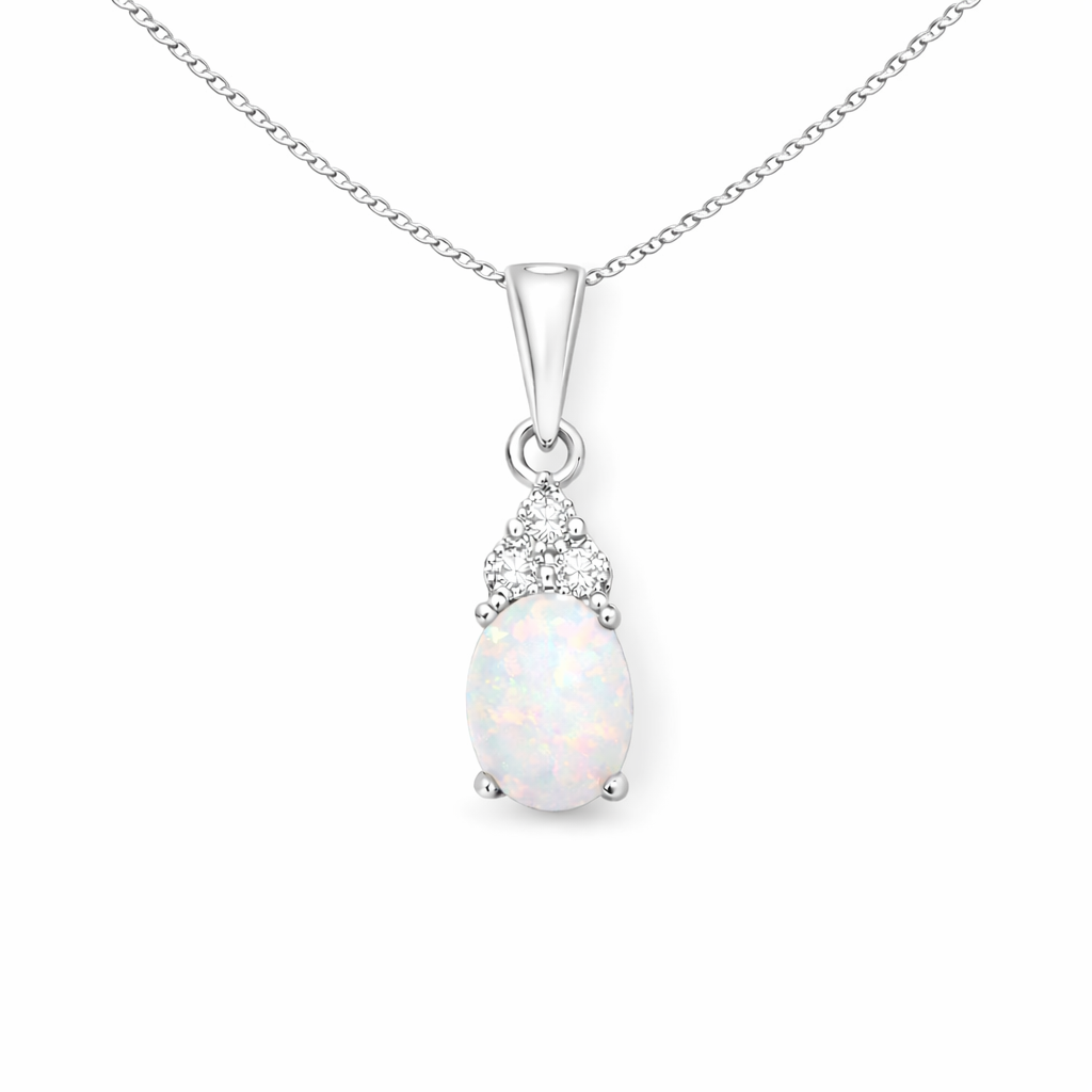 Opal and Cubic Zirconia Drop Necklace