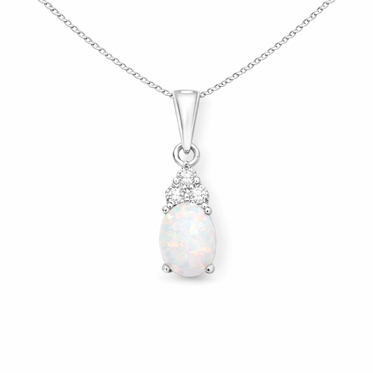 Opal and Cubic Zirconia Drop Necklace