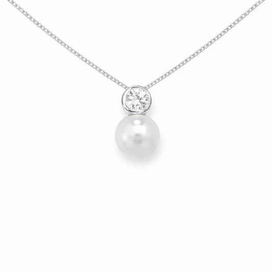 Pearl Drop Cubic Zirconia Necklace