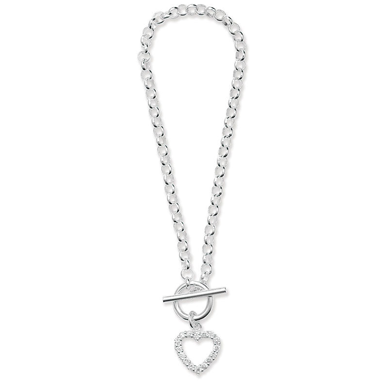 T-bar Bracelet with Cubic Zirconia Heart