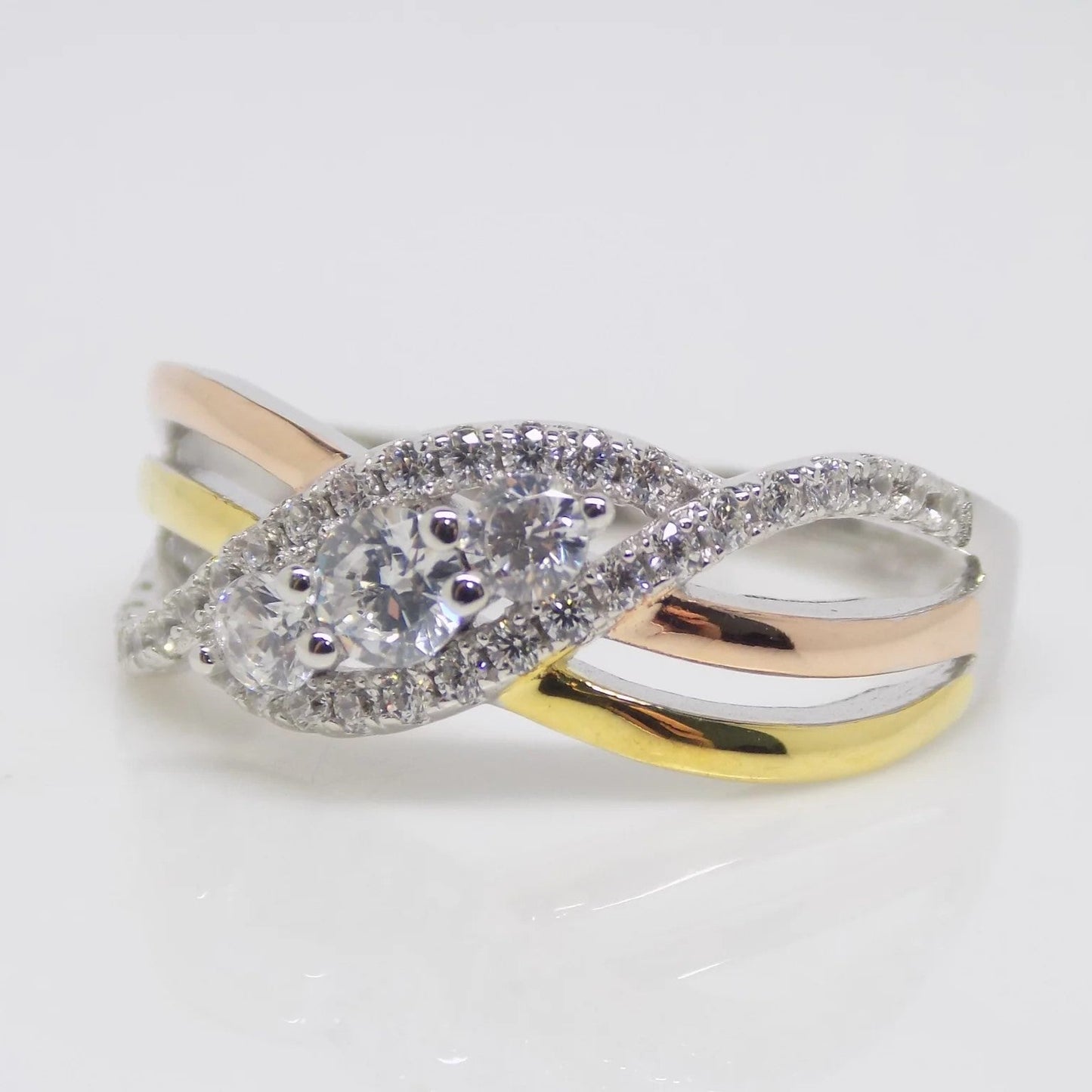 Three Tone Interwoven Ring