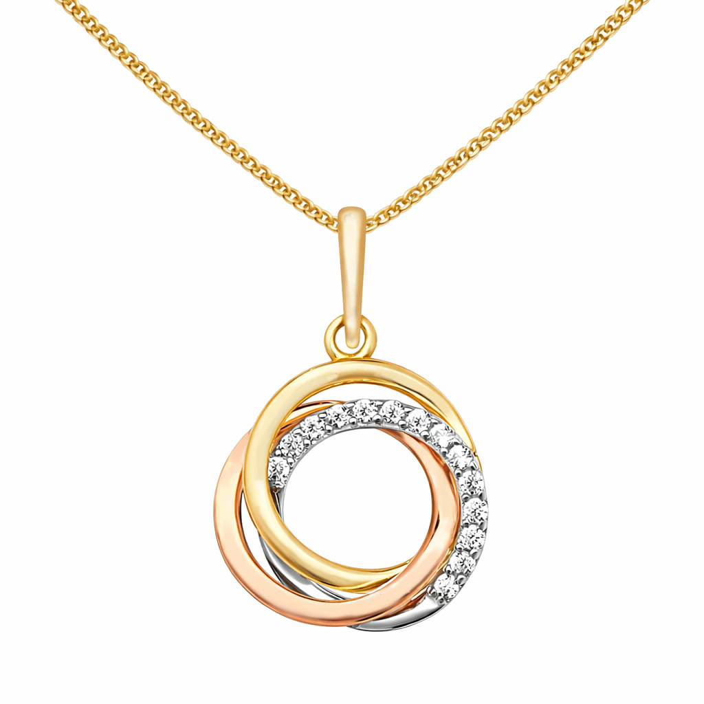 Three Tone Circle Pendant Necklace