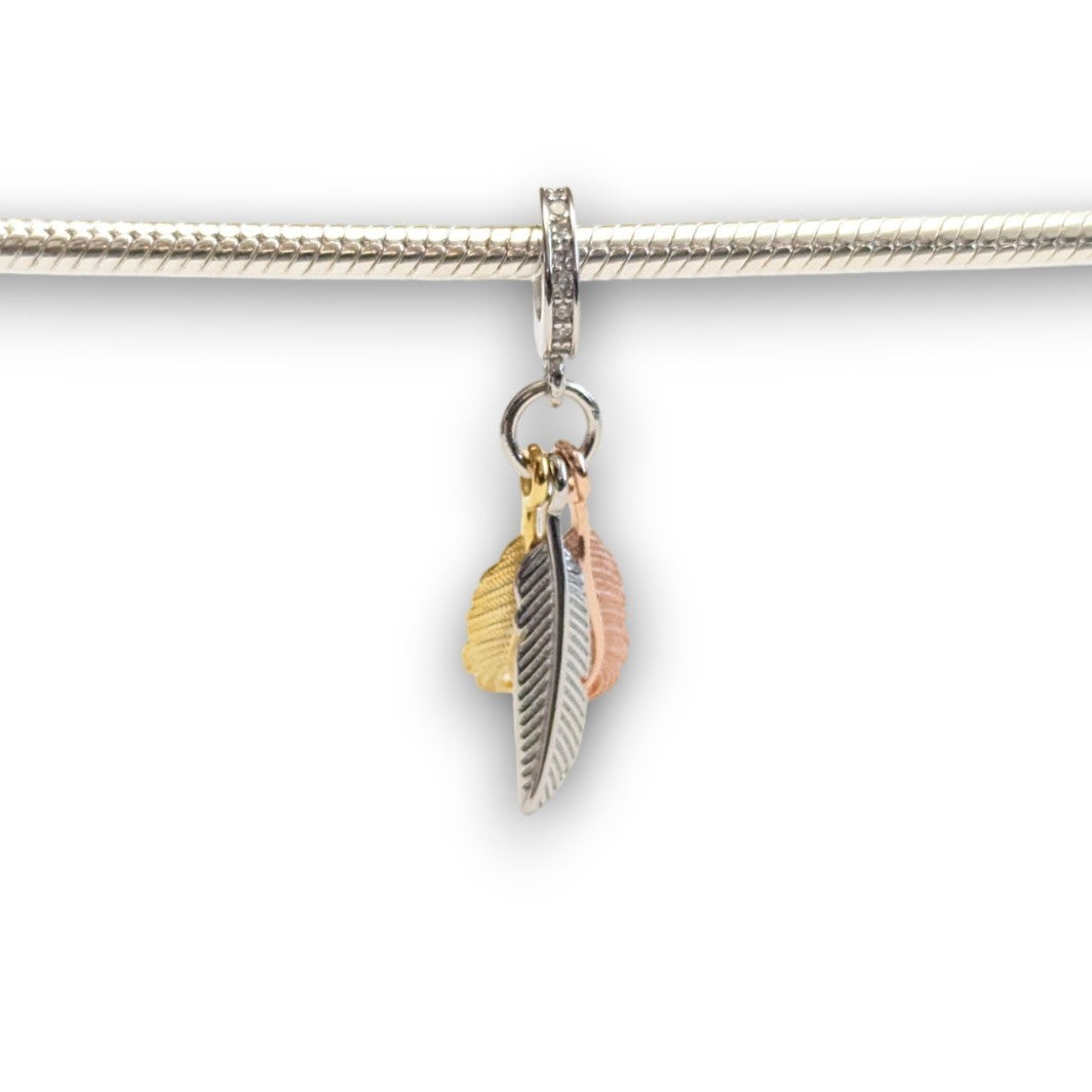 Three Tone Feathers Dangle Charm