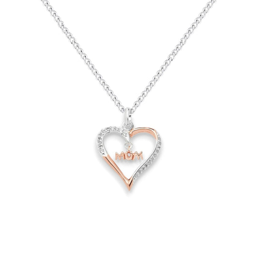 Two Tone Mum Heart Pendant Necklace
