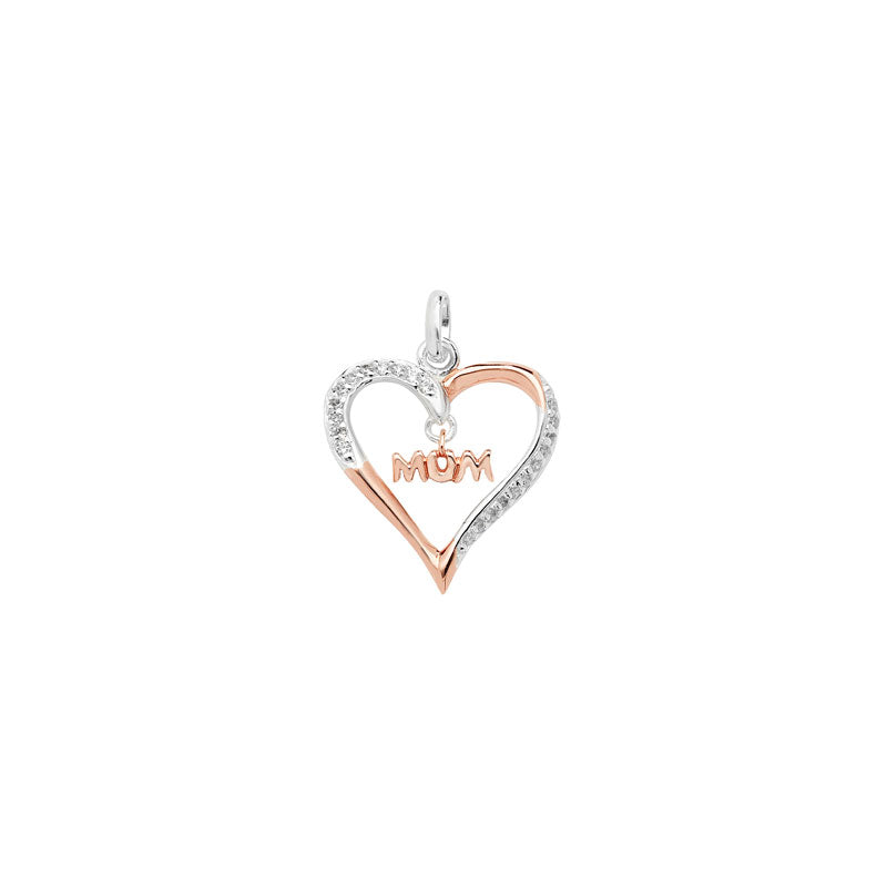 Two Tone Mum Heart Pendant Necklace