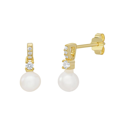 Zara Gold Plated Silver Pearl Droplet Earrings