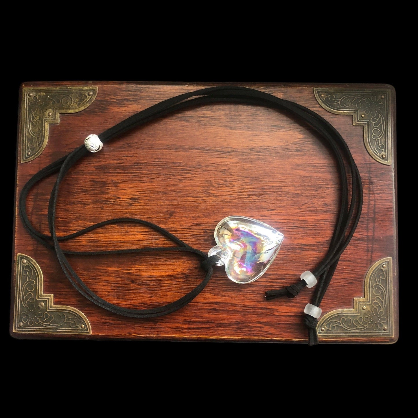 AB Glass Heart Pendant Necklace