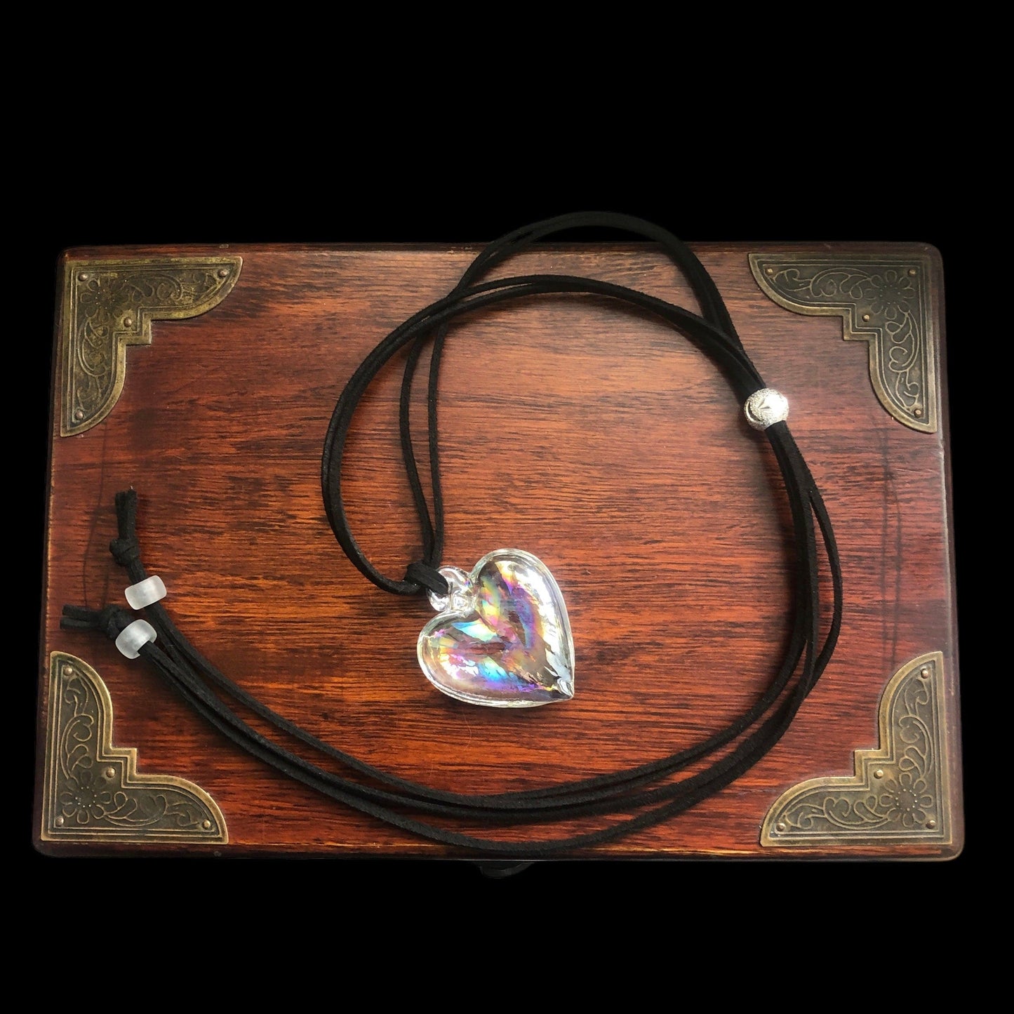 AB Glass Heart Pendant Necklace