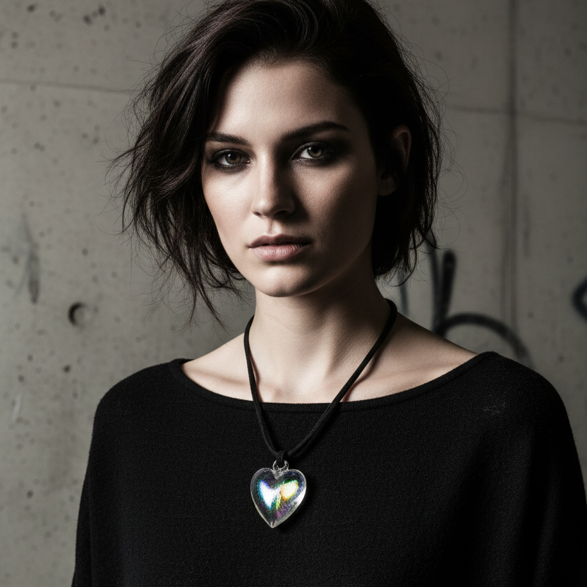 AB Glass Heart Pendant Necklace