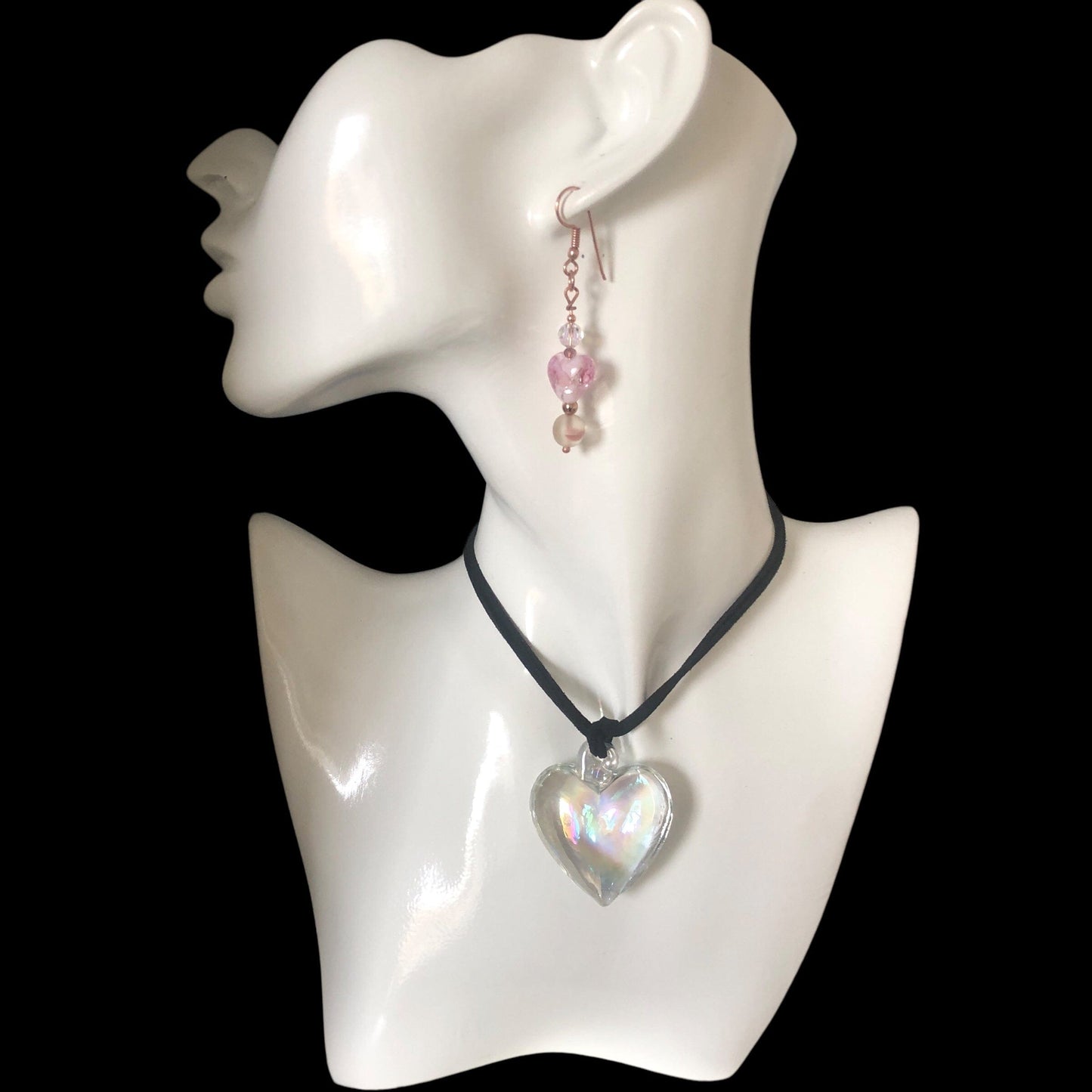 AB Glass Heart Pendant Necklace