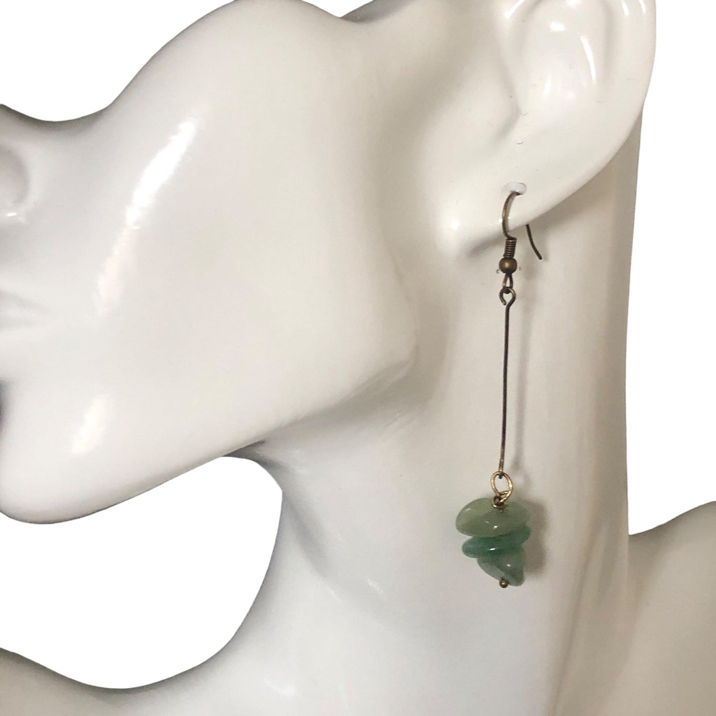 Antique Bronze Long Aventurine Earrings