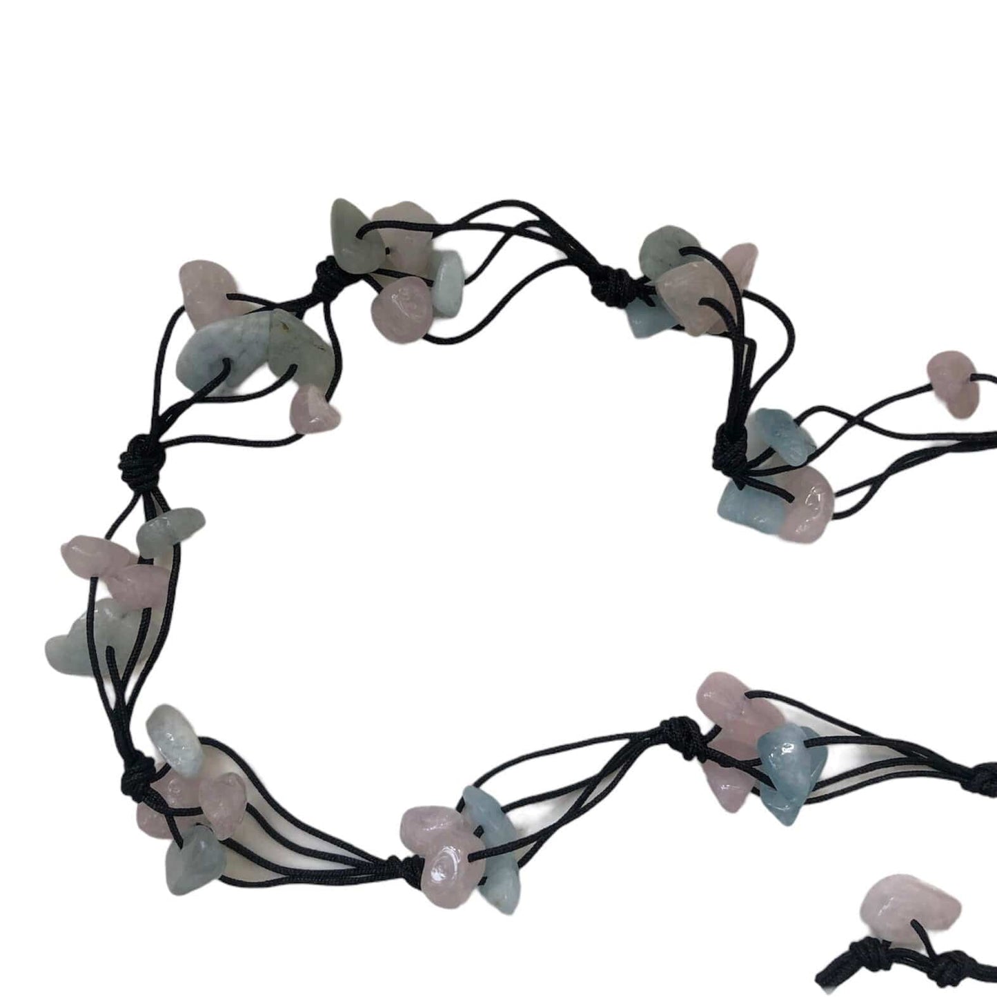 Beaded Necklace with Aquamarine and Rose Quartz