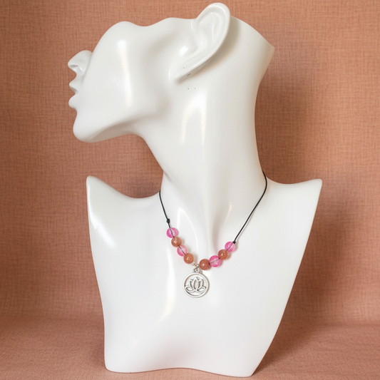 Black Thread Choker Necklace with Quartz