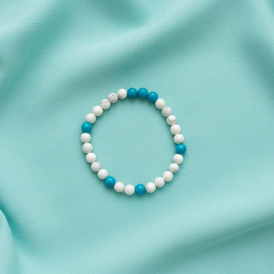 Blue Agate and Howlite Beaded Bracelet