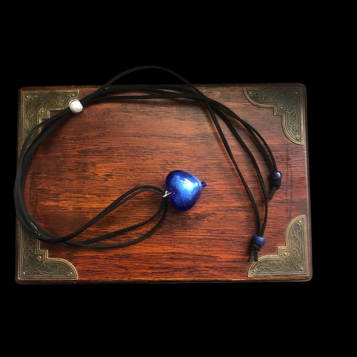 Blue Murano Glass Heart Pendant Necklace