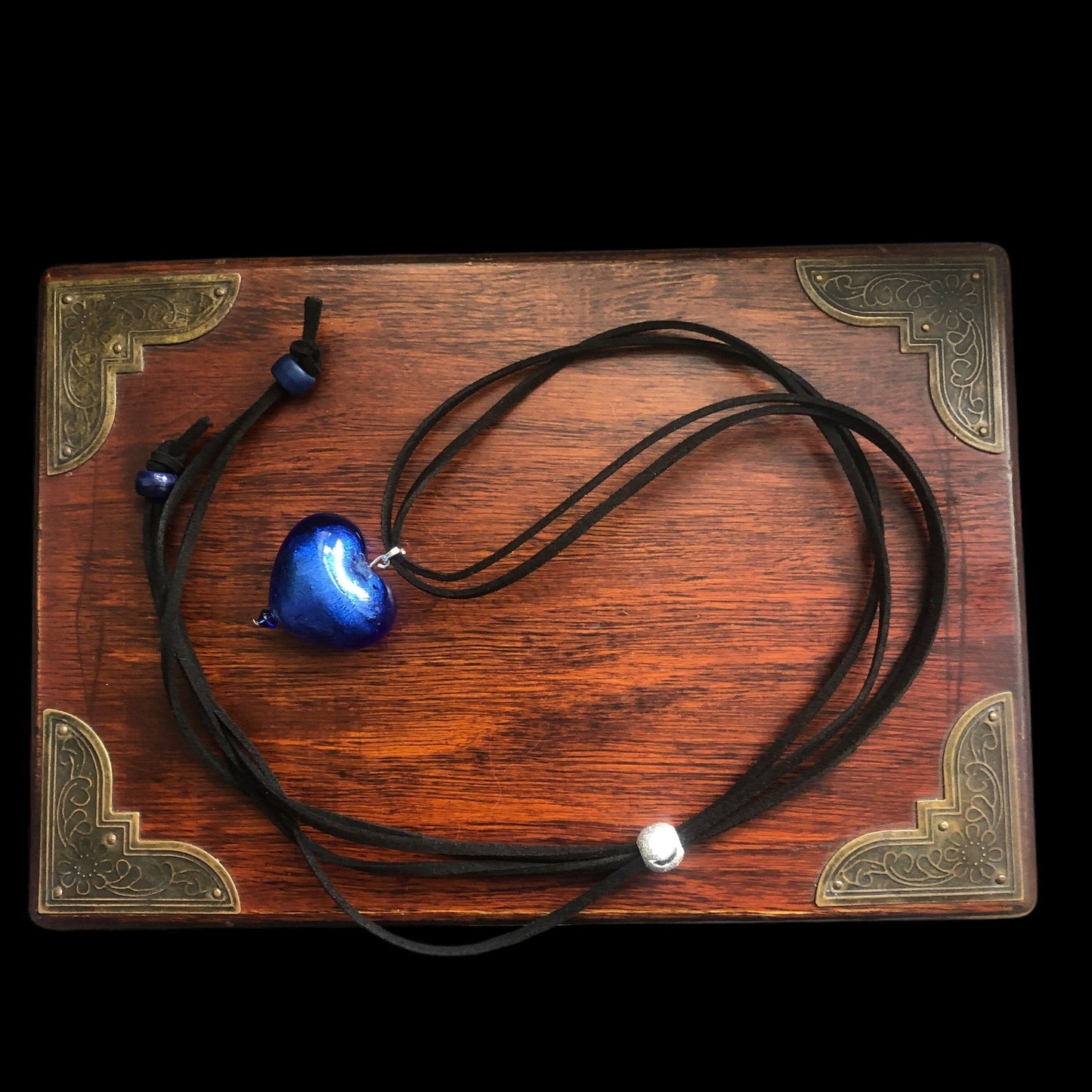 Blue Murano Glass Heart Pendant Necklace