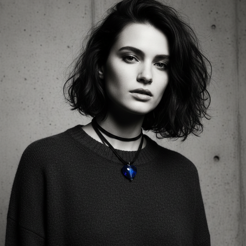 Blue Murano Glass Heart Pendant Necklace