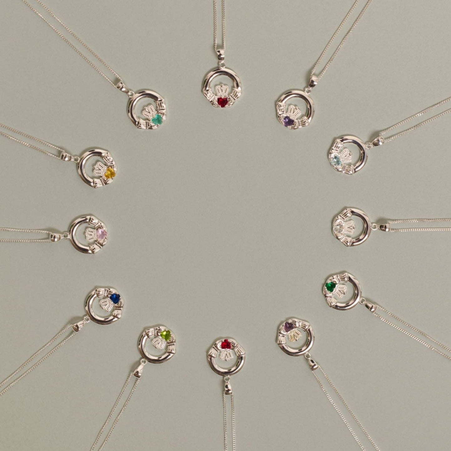 July Birthstone Claddagh Pendant Necklace