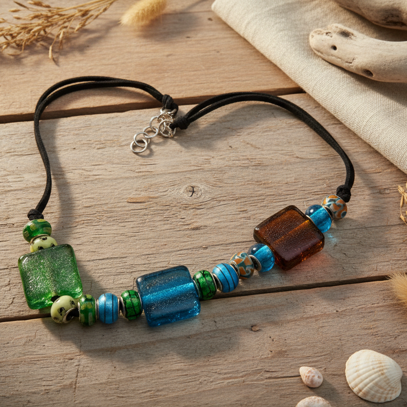Colourful Glass Statement Necklace
