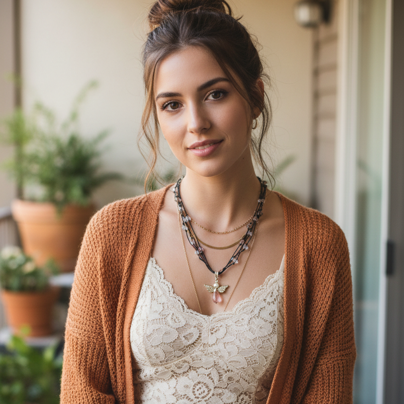 Crystal Angel Beaded Necklace