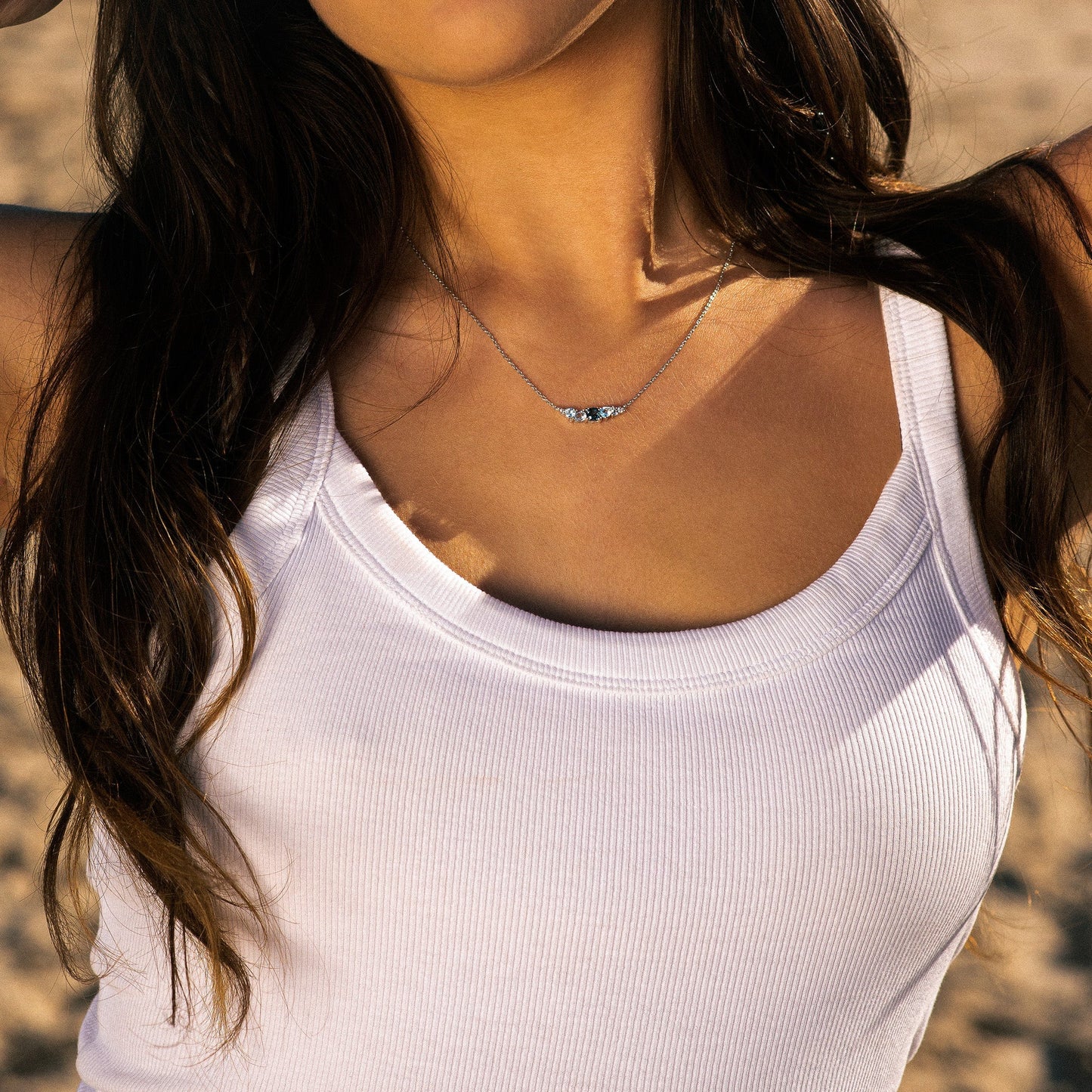 Elegant Topaz Cluster Silver Necklace - Zaria