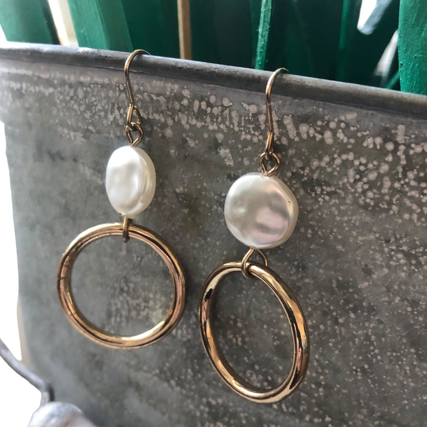 Gold-plated Hoop Earrings With Pearls