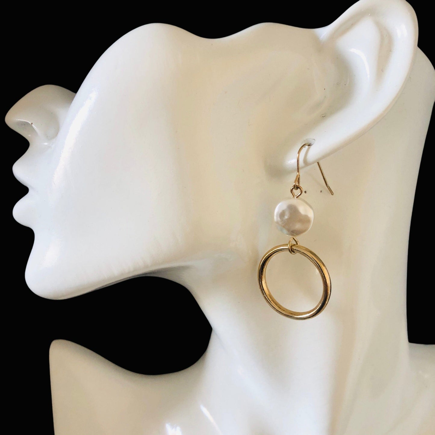 Gold-plated Hoop Earrings With Pearls