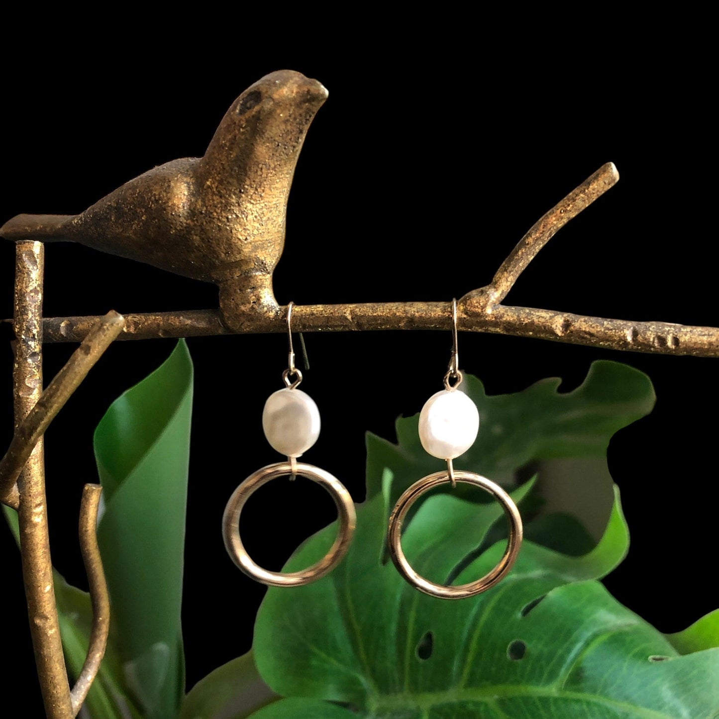 Gold-plated Hoop Earrings With Pearls