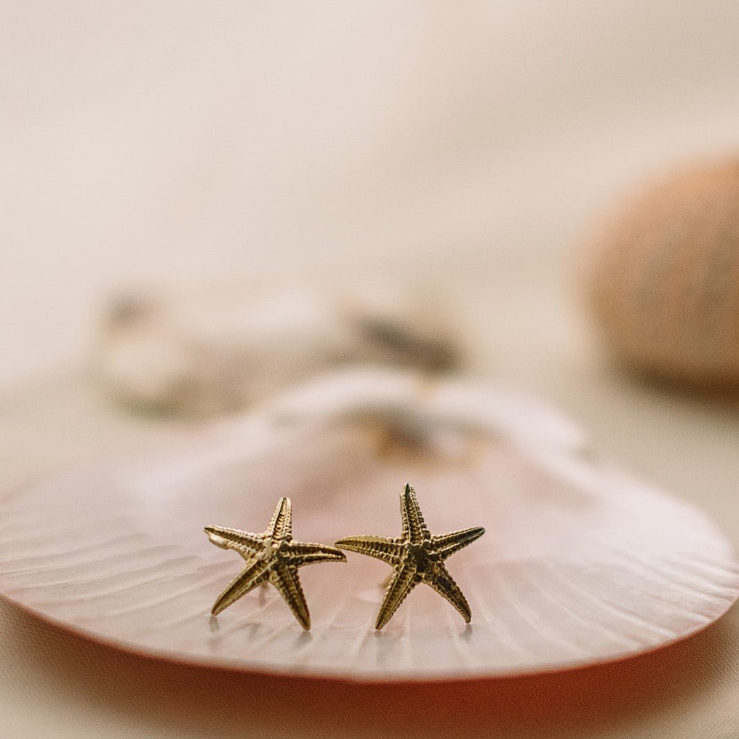Dainty Real Gold Starfish Studs
