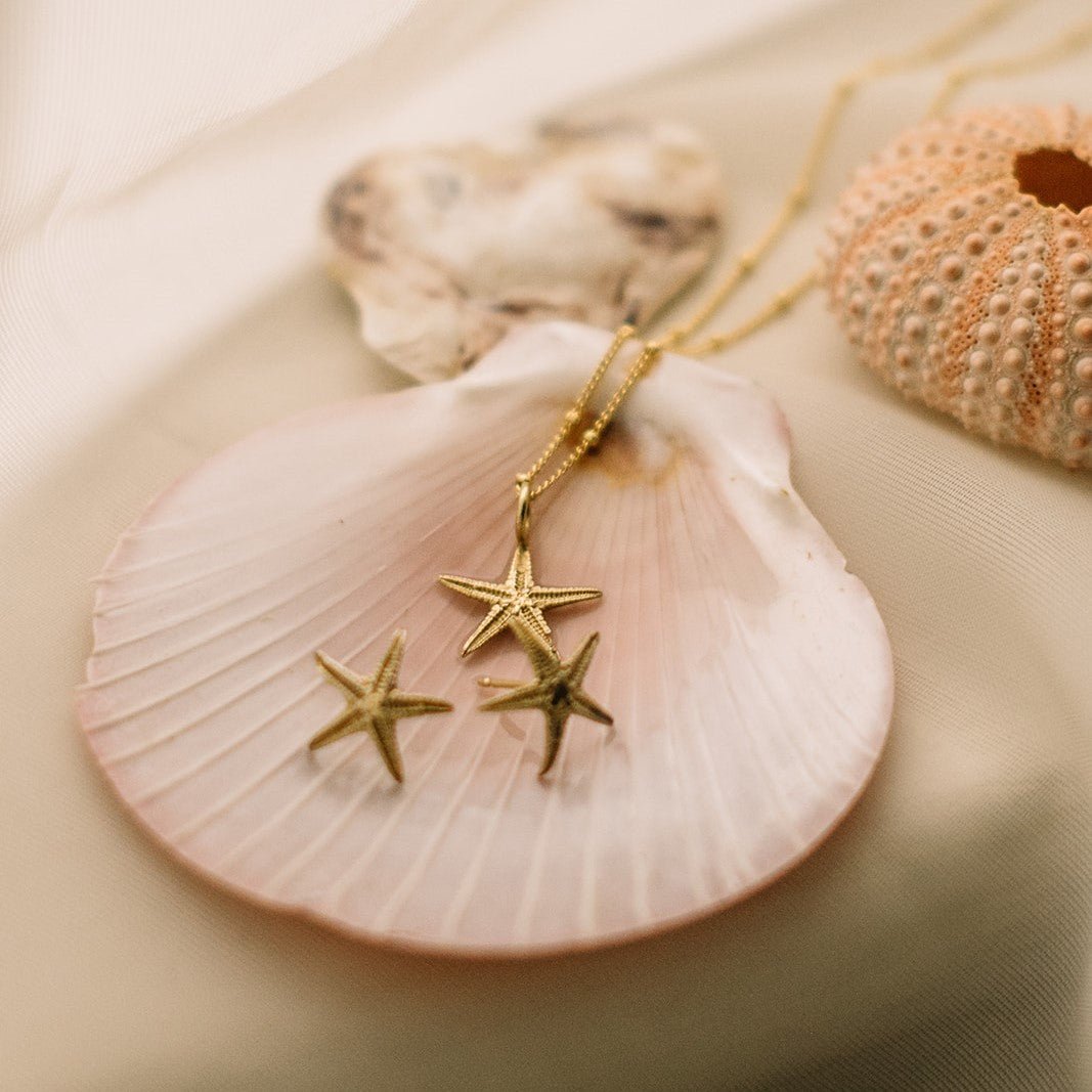 Dainty Real Gold Starfish Studs
