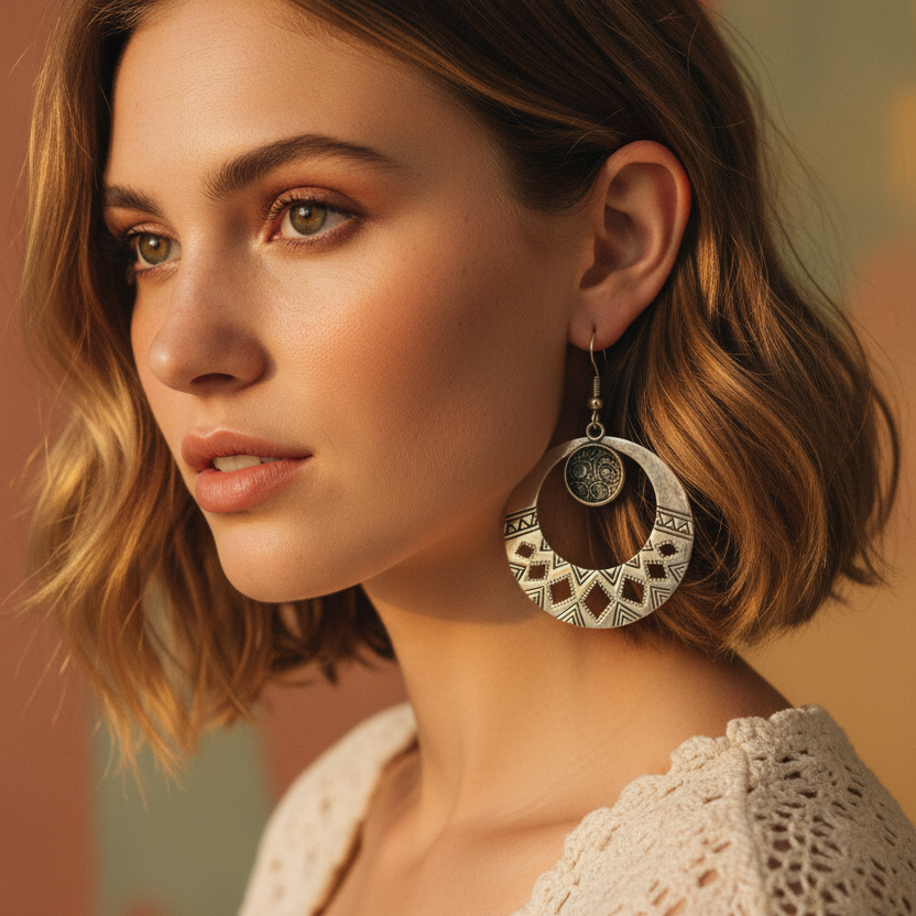 Handmade Bohemian Metal Hoops