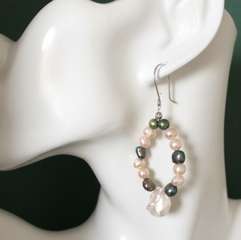 Handmade Freshwater Pearls Dangle Earrings