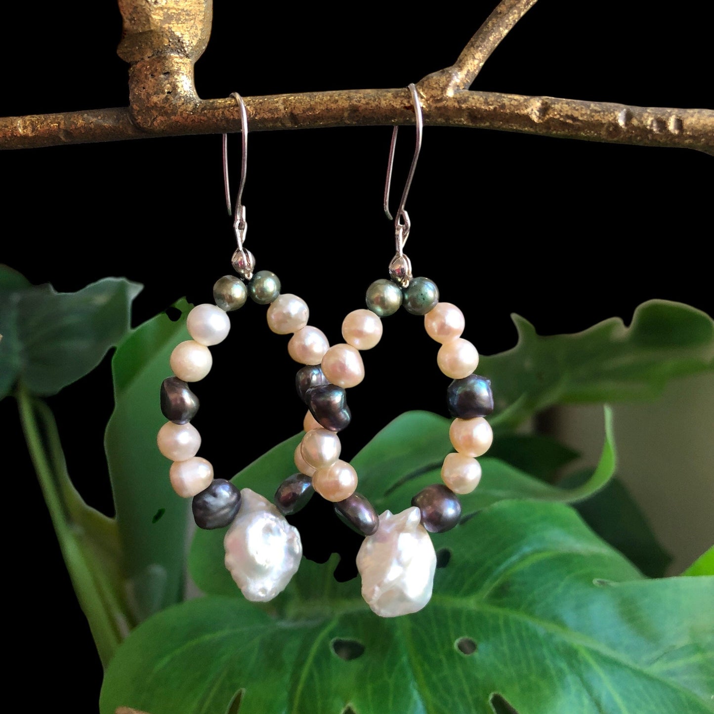 Handmade Freshwater Pearls Dangle Earrings