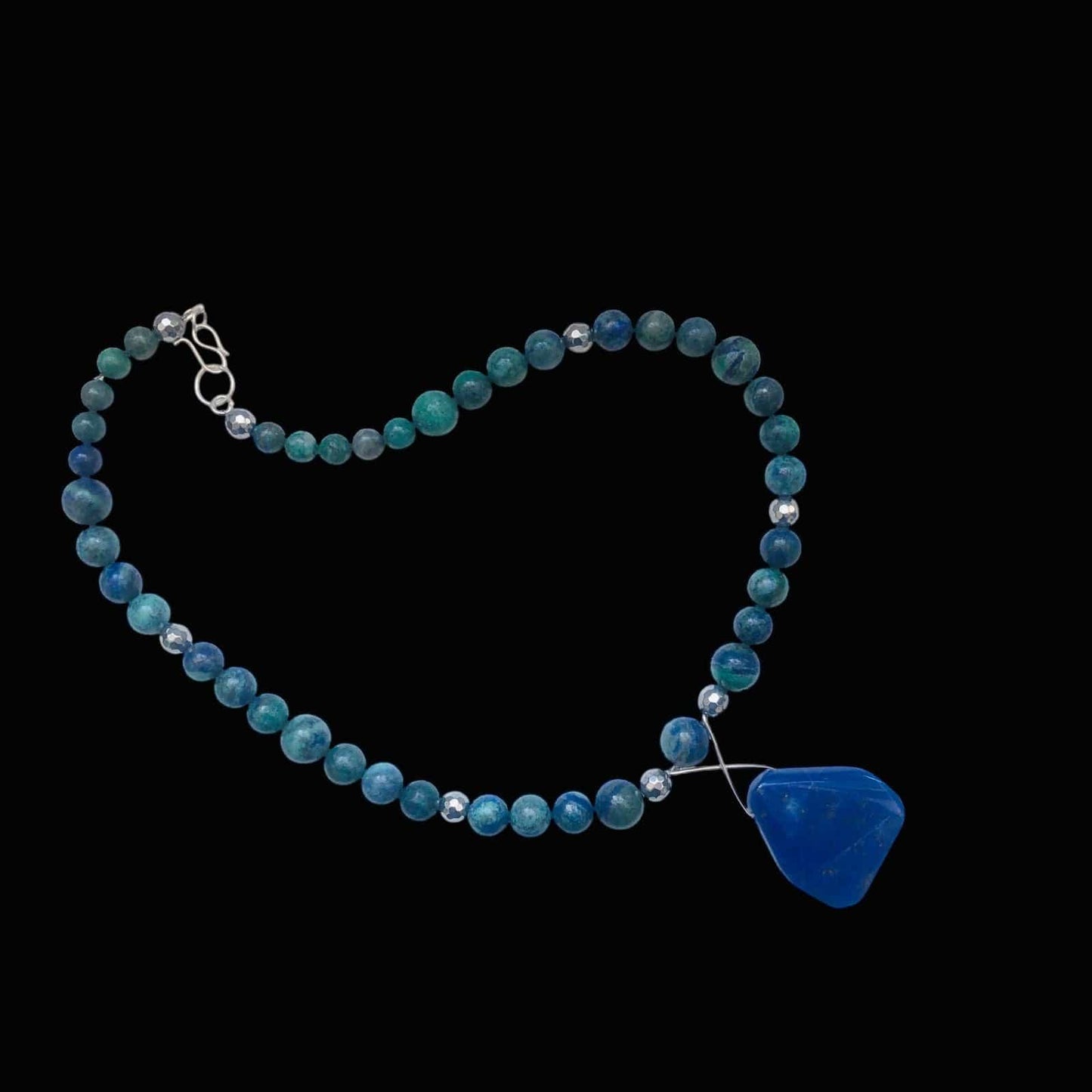 Lapis Lazuli and 925 Silver Beaded Necklace