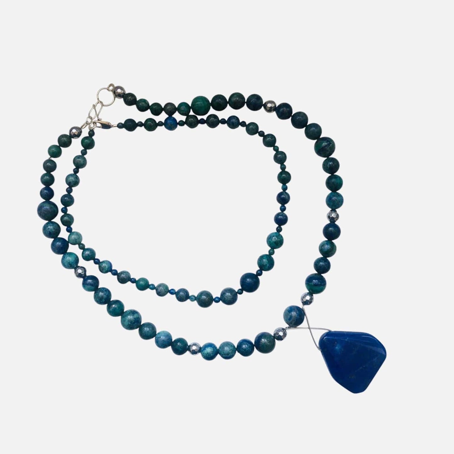 Lapis Lazuli and 925 Silver Beaded Necklace
