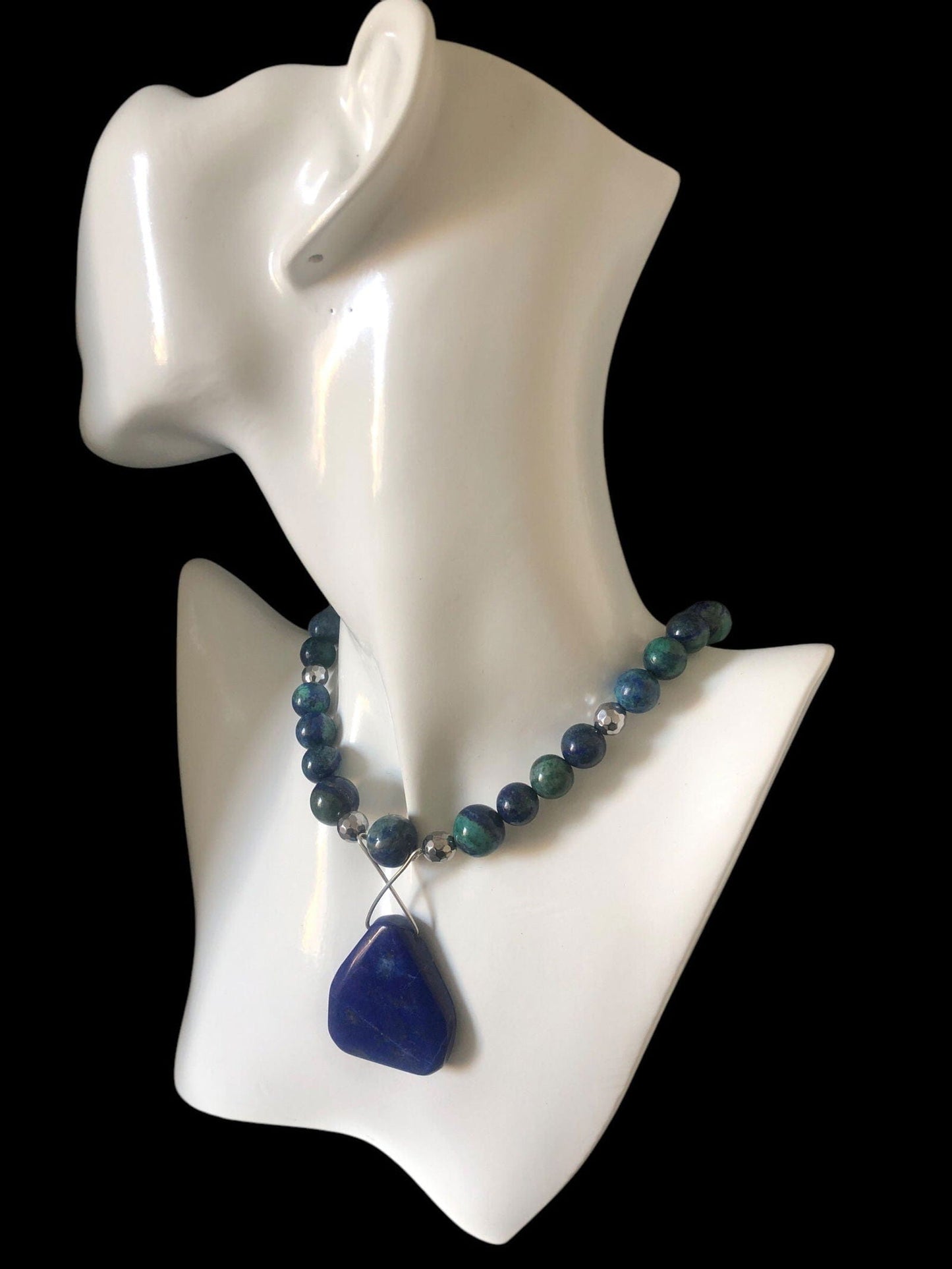 Lapis Lazuli and 925 Silver Beaded Necklace