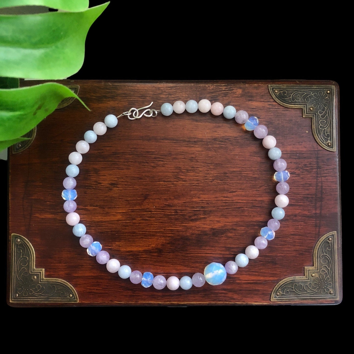Morganite and Opalite Beaded Choker Necklace