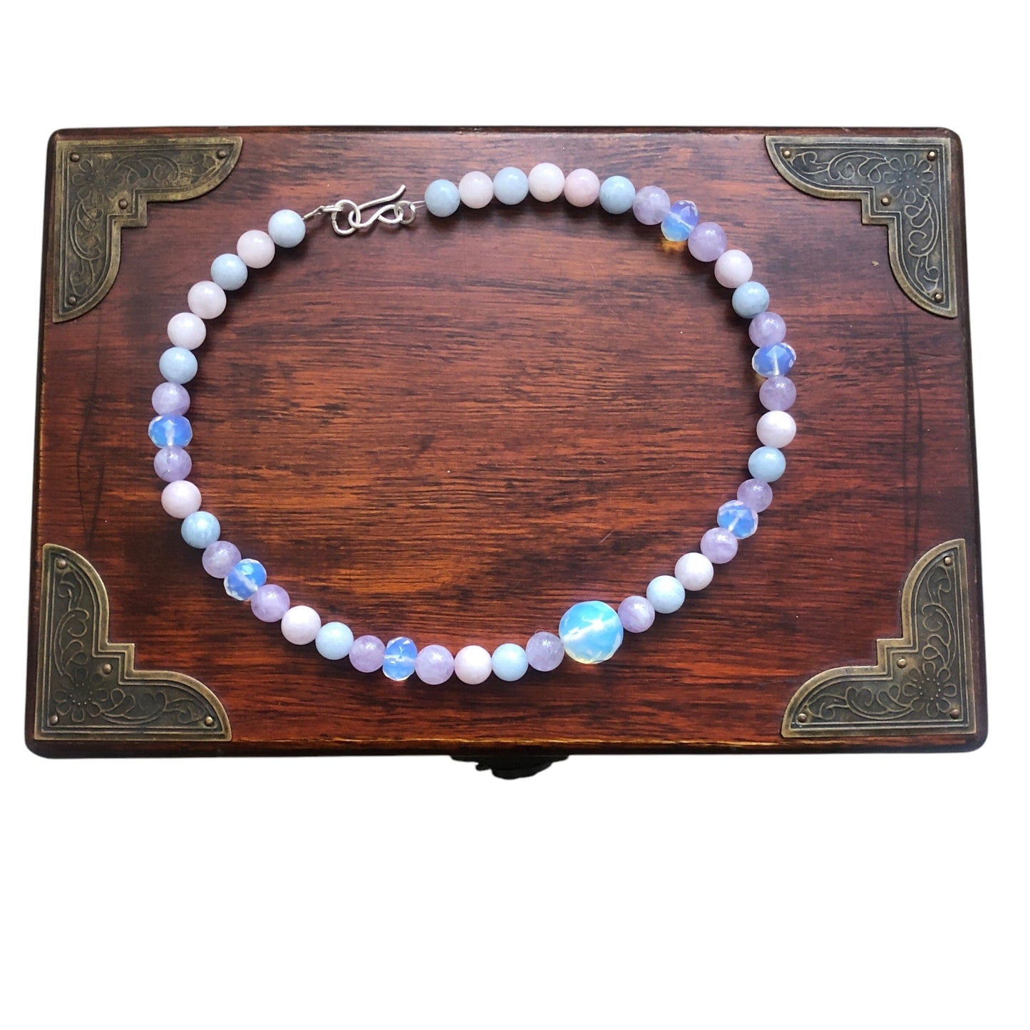 Morganite and Opalite Beaded Choker Necklace