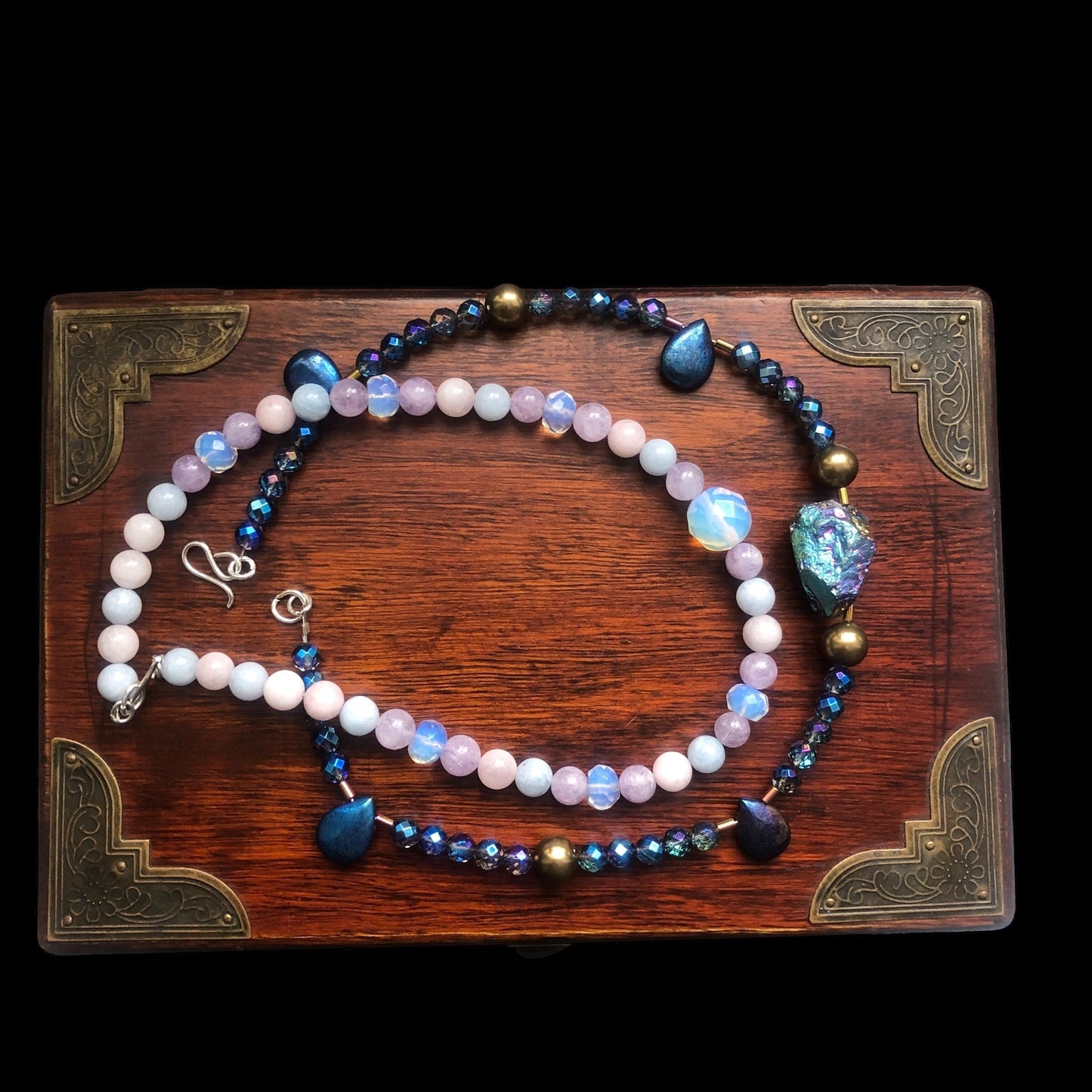 Morganite and Opalite Beaded Choker Necklace