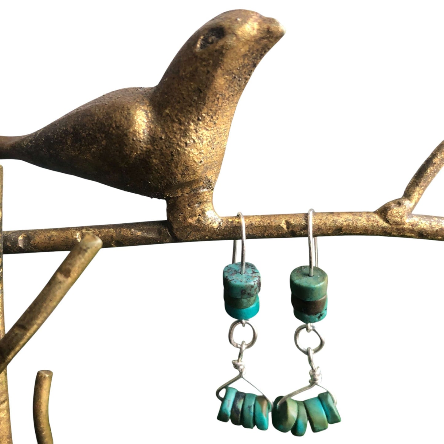 Natural Turquoise 925 Silver Dangle Earrings