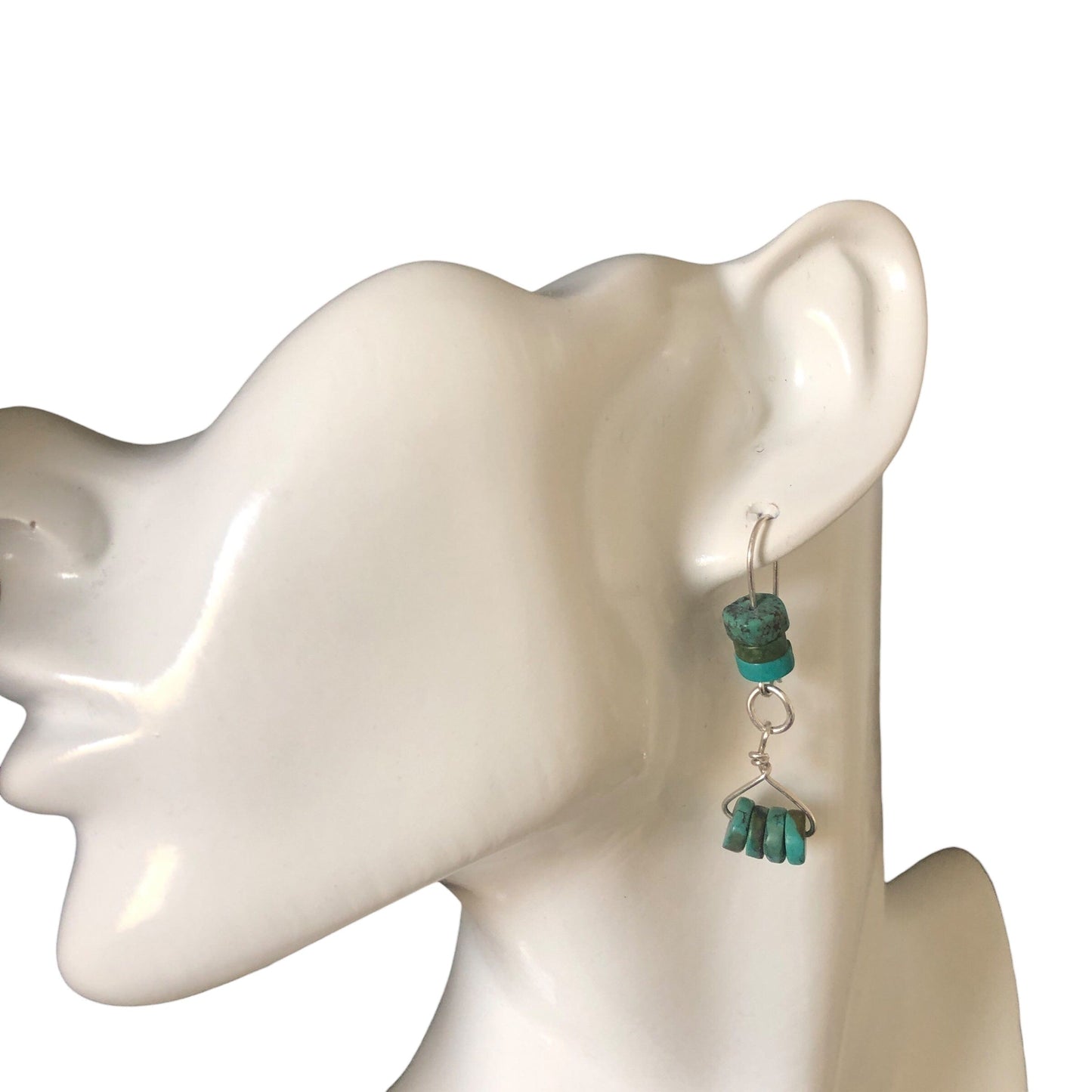 Natural Turquoise 925 Silver Dangle Earrings