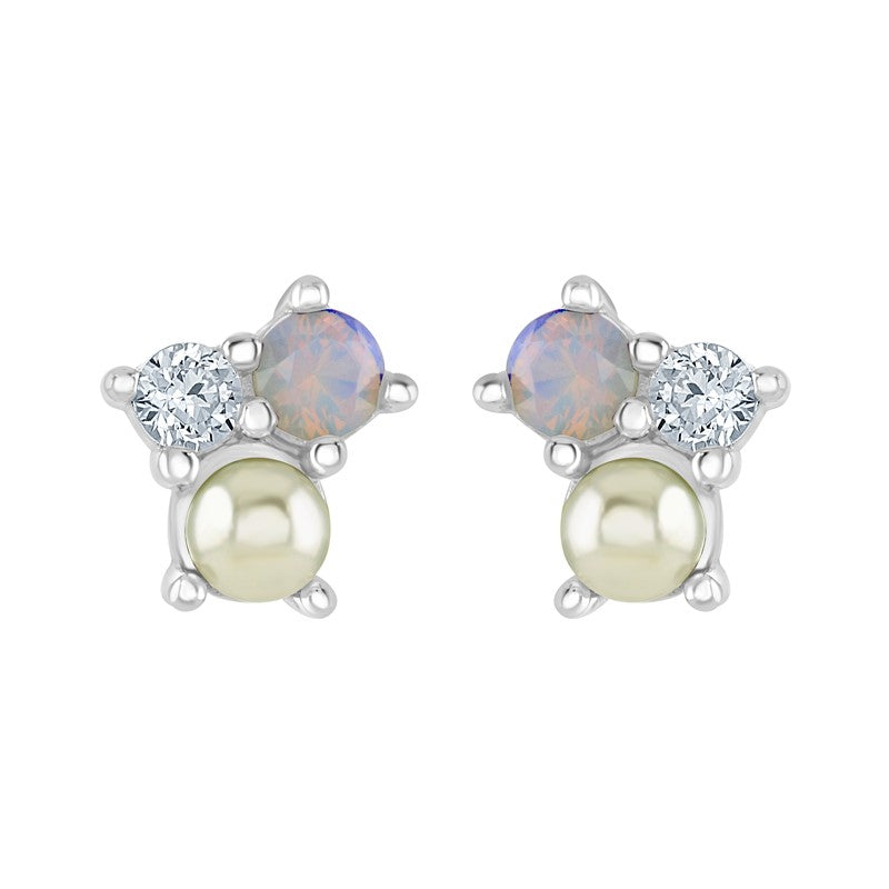 Pearl and Opal Stud Earrings