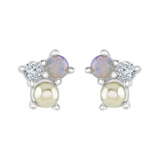 Pearl and Opal Stud Earrings