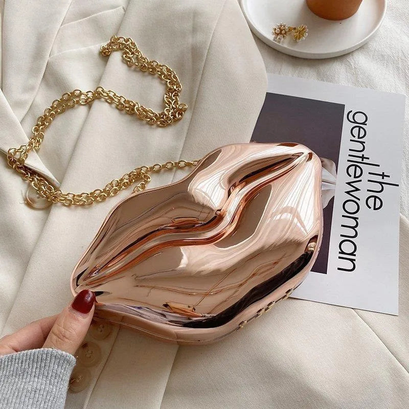women's small pvc lips streetwear square magnetic buckle shoulder bag crossbody bag