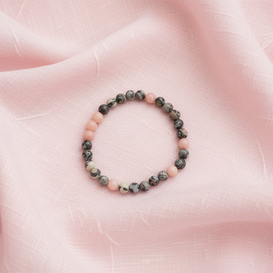 Pink Opal and Picasso Jasper Beaded Bracelet