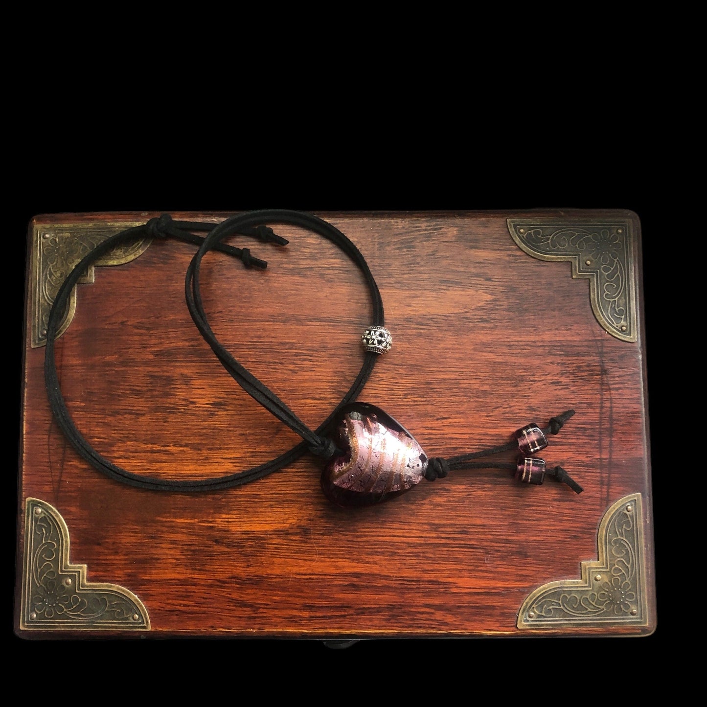 Purple Glass Heart Pendant Necklace