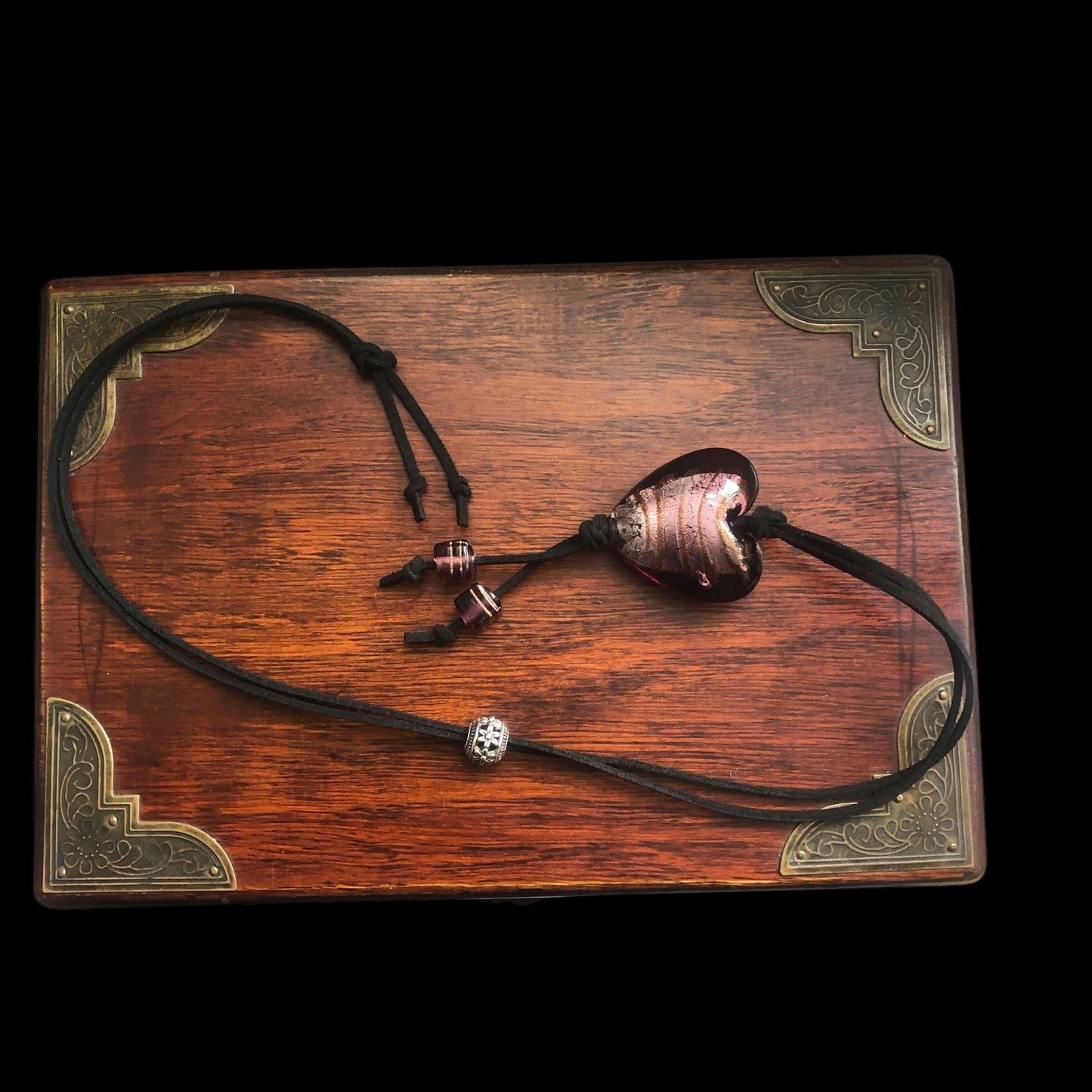 Purple Glass Heart Pendant Necklace