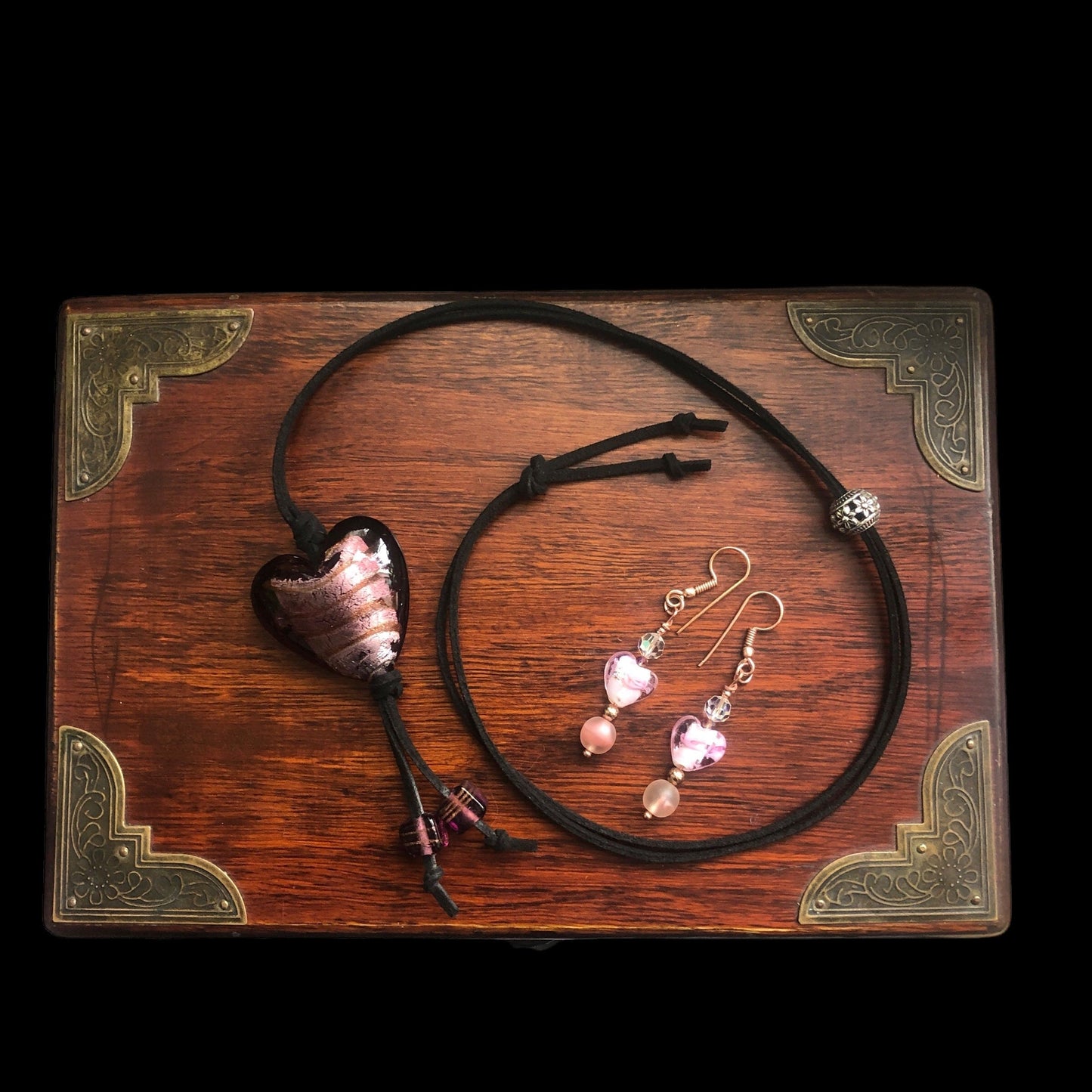 Purple Glass Heart Pendant Necklace