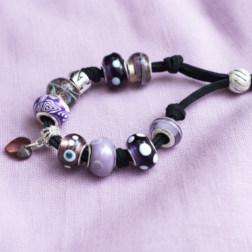 Purple Glass Charm Bracelet